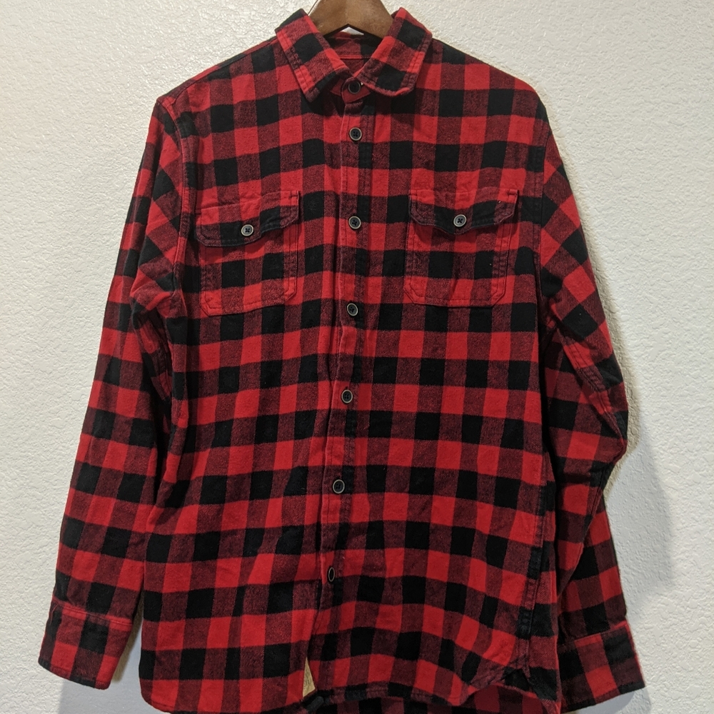 Red and Black Plaid Button Down